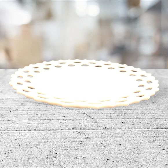 Set 2 White Milk Glass Doric Open Lace Edge Plate Platter Milkglass 11" Footed - Picture 10 of 16